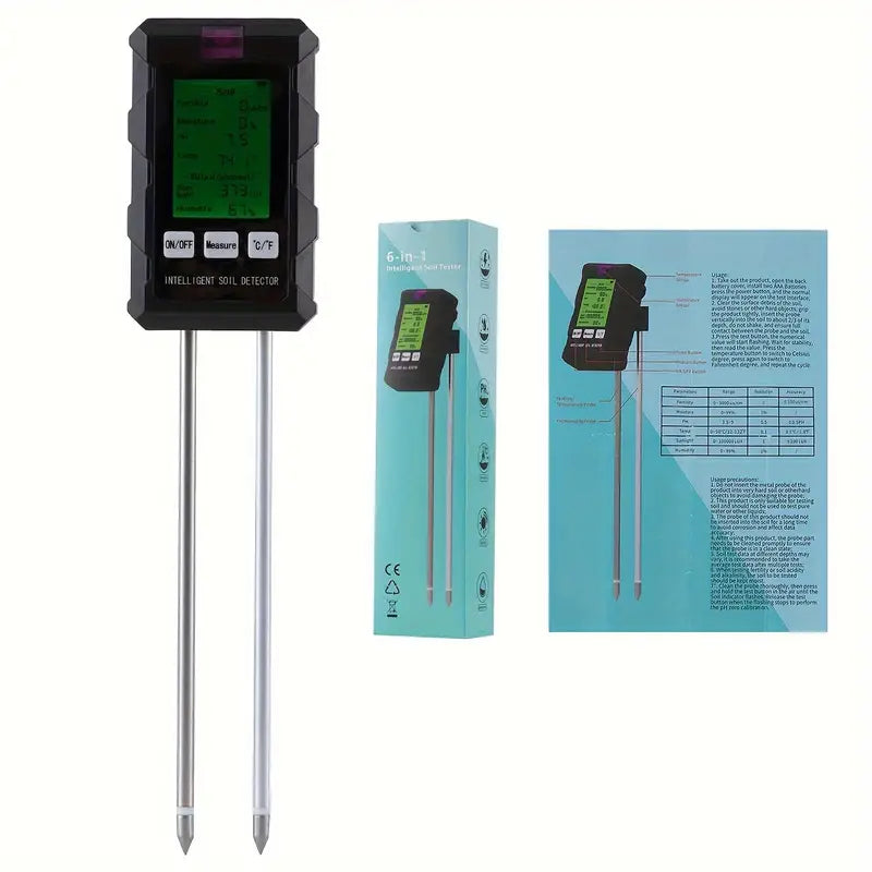 6 in 1 PH-Wert Bodentester Temperatur Bodenfeuchtigkeit